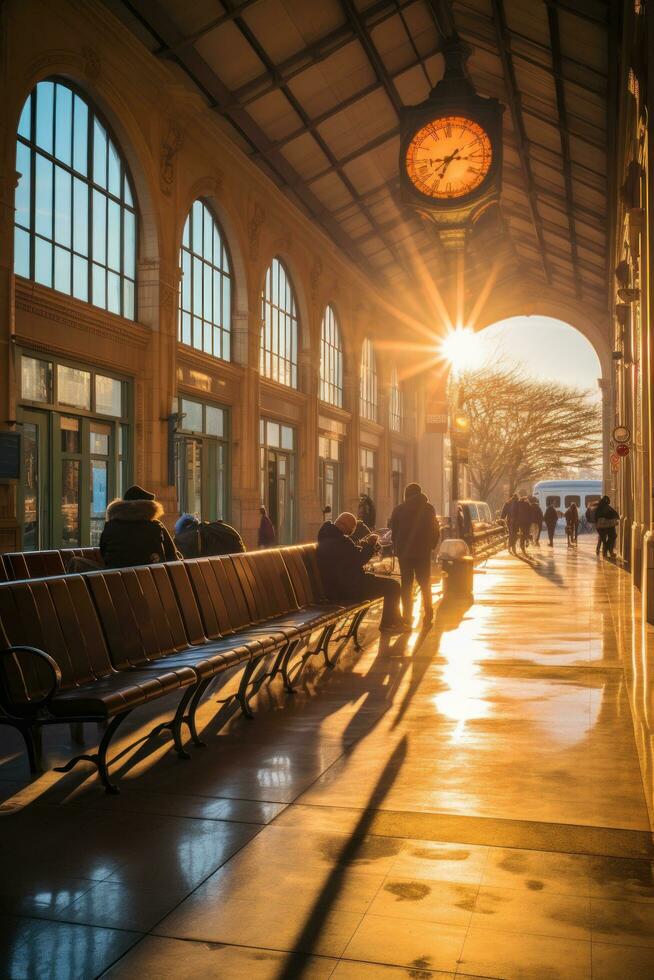 Train station bustling historic and a hub for travel photo