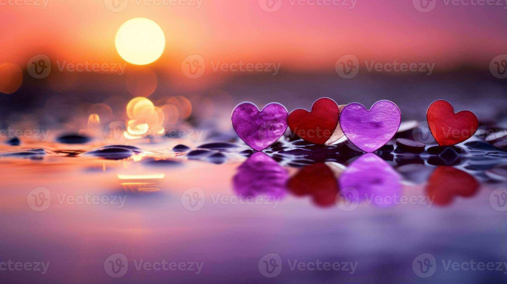 Floating hearts on water surface. Generative AI 30461441 Stock Photo at Vecteezy