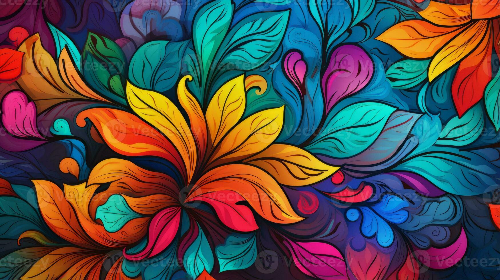 Colorful abstract painting with squares. Generative AI photo