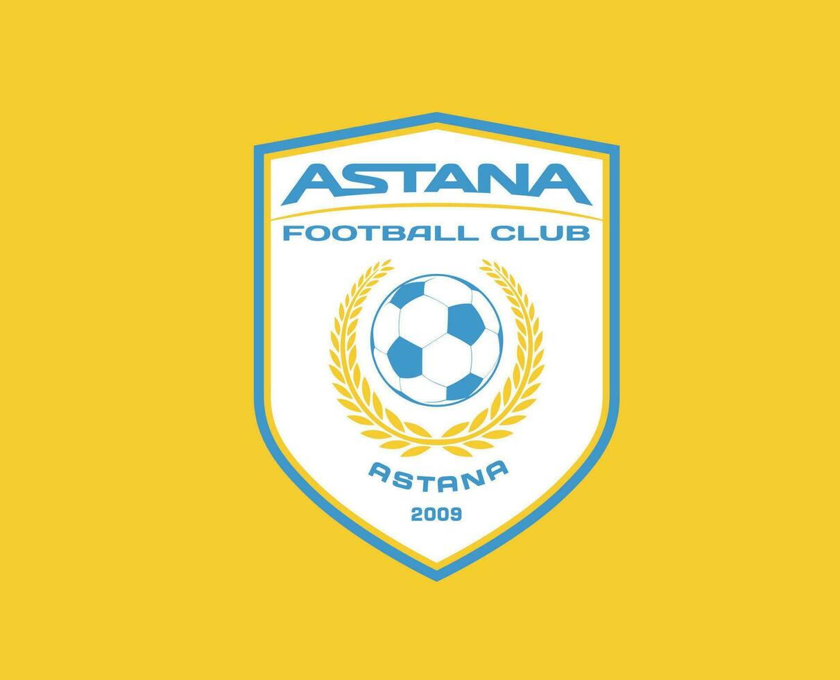 FC Astana Symbol Club Logo Kazakhstan League Football Abstract Design Vector Illustration With Yellow Background