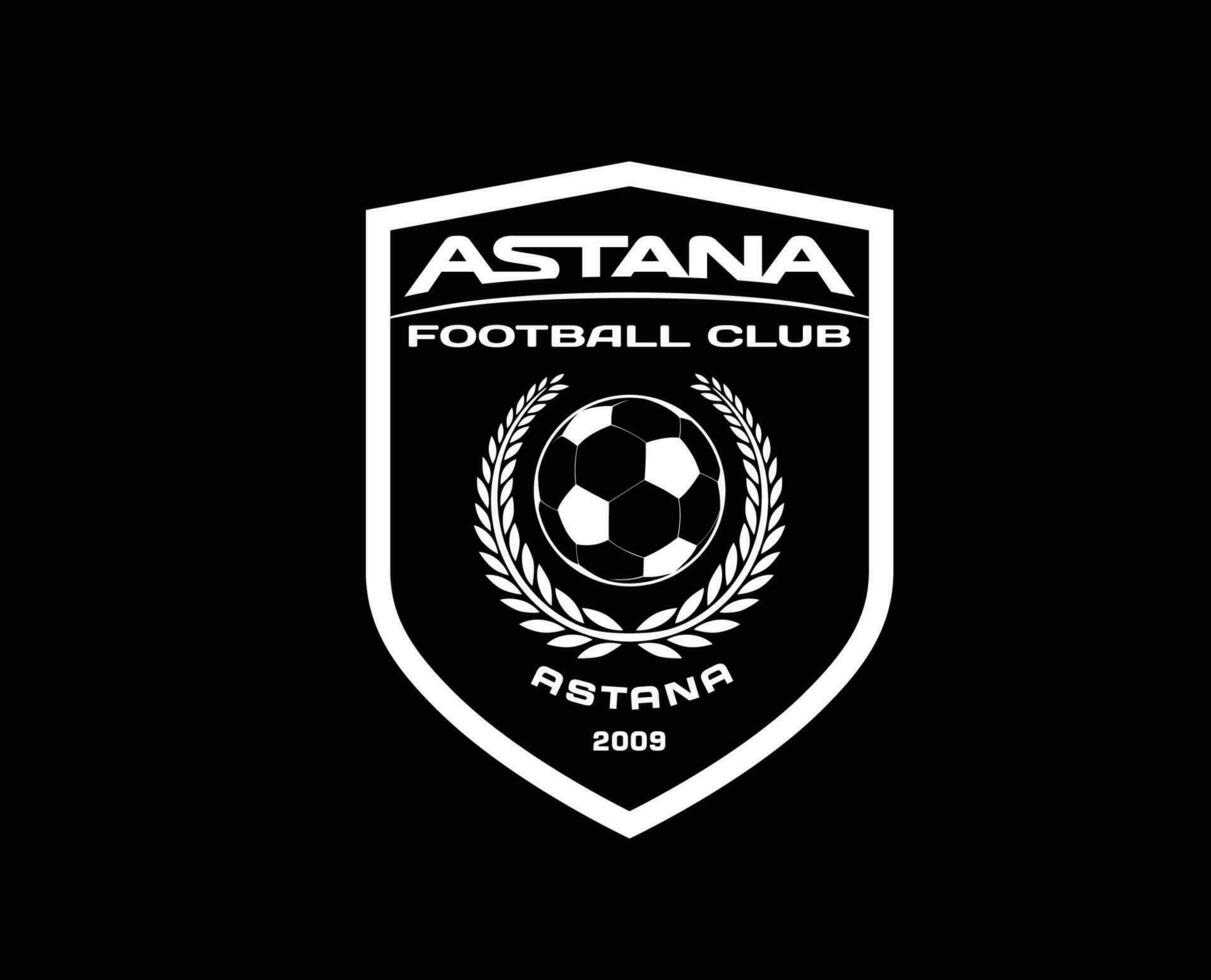 FC Astana Symbol Club Logo White Kazakhstan League Football Abstract Design Vector Illustration With Black Background