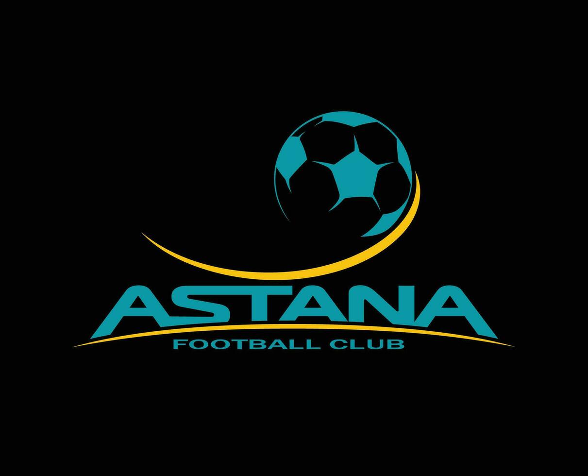 FC Astana Club Logo Symbol Kazakhstan League Football Abstract Design Vector Illustration With Black Background