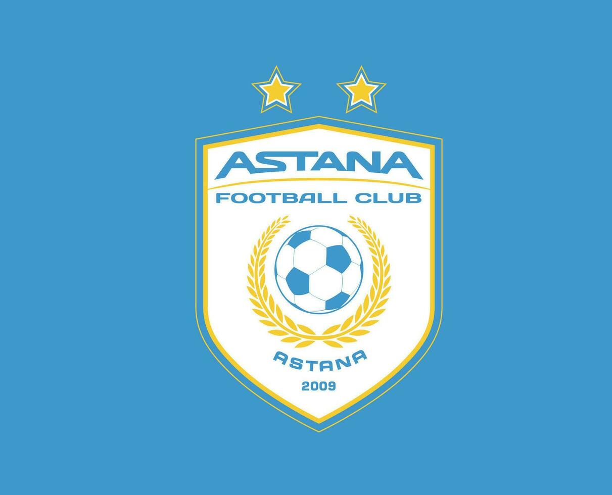 FC Astana Logo Club Symbol Kazakhstan League Football Abstract Design Vector Illustration With Blue Background