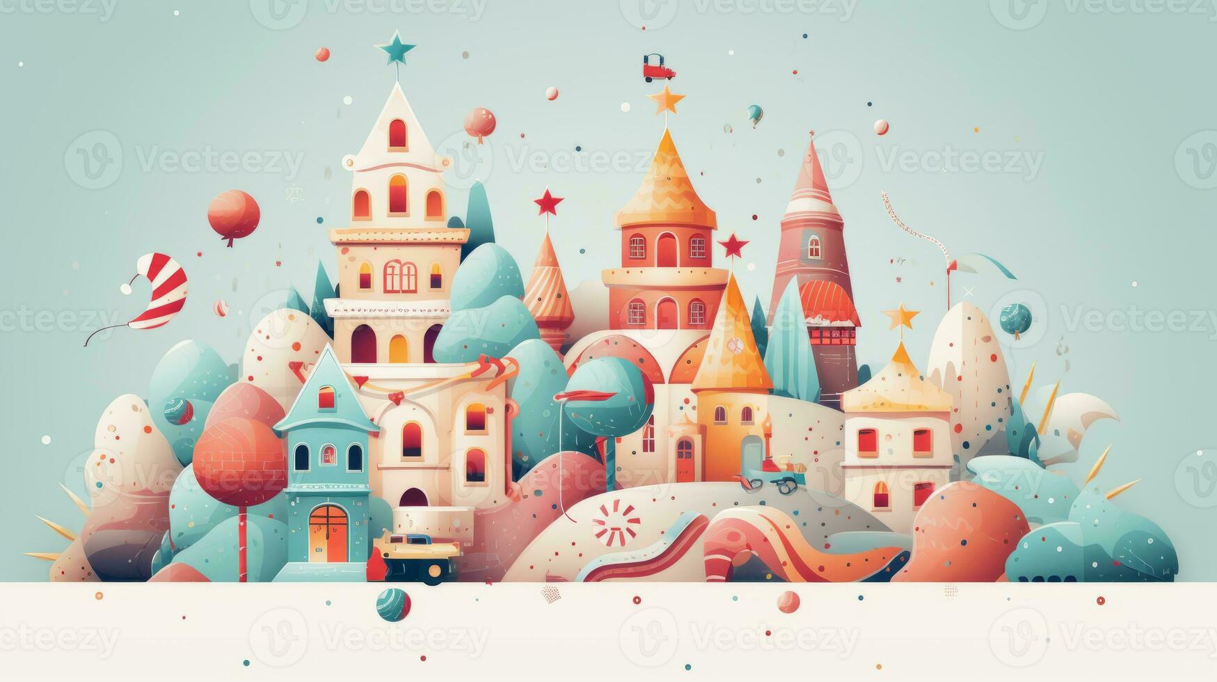 Playful holiday background with cute elements and creative design.. Generative AI photo