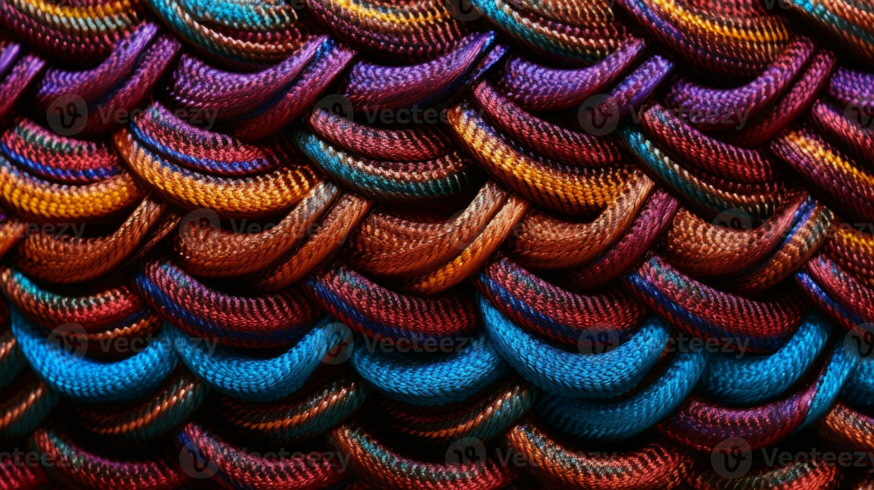 Woven threads of colors in mesmerizing texture. Generative AI photo