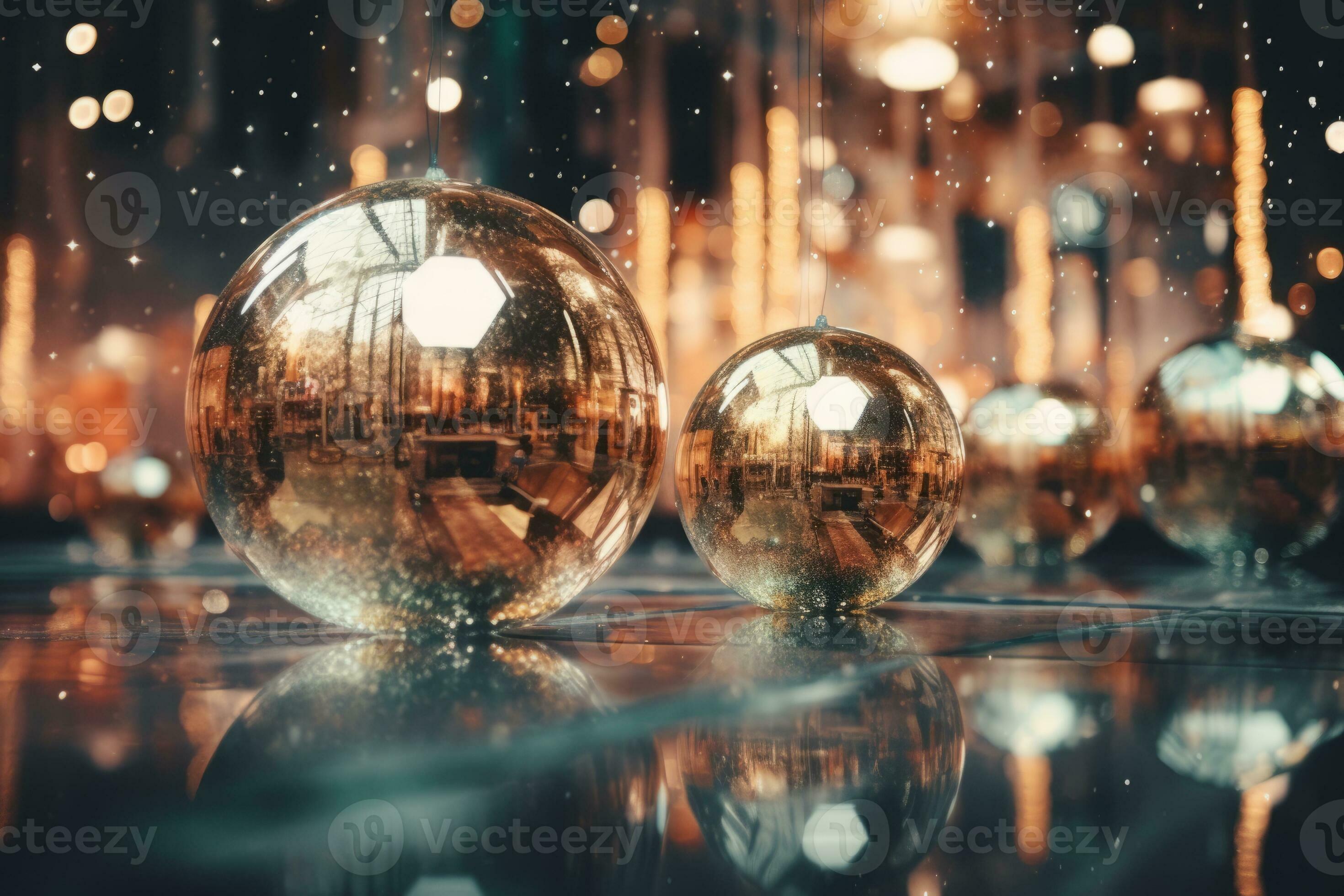 Two glass balls on a table. Generative AI 30461922 Stock Photo at Vecteezy