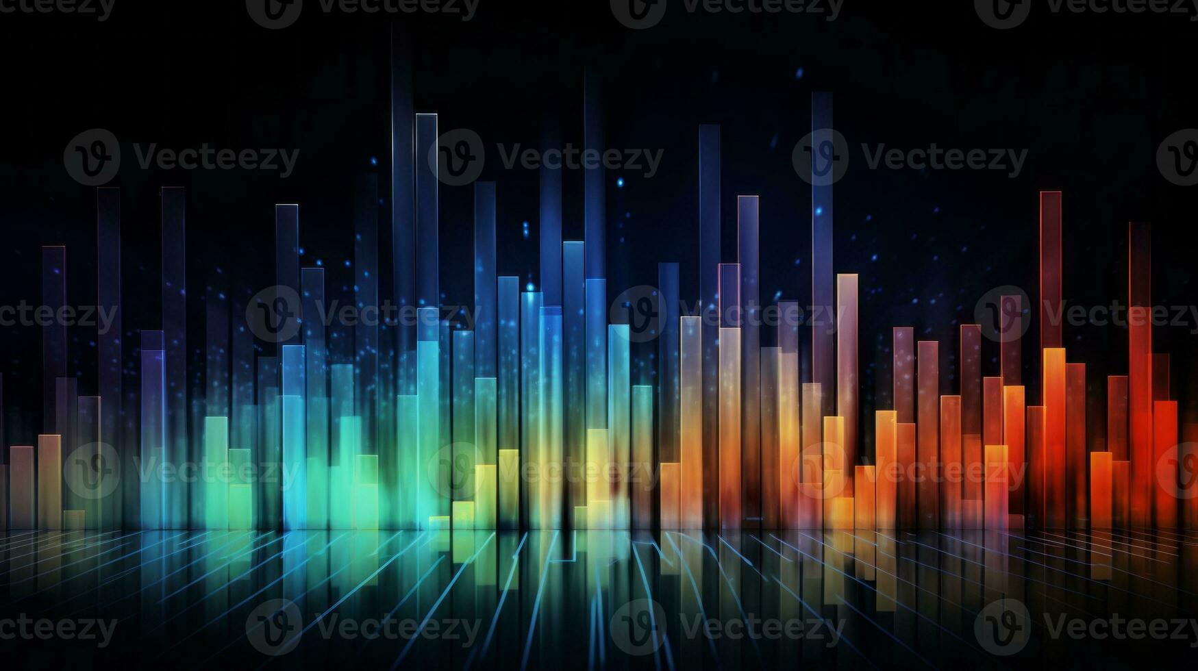 Colorful lines and stars on dark background. Generative AI photo