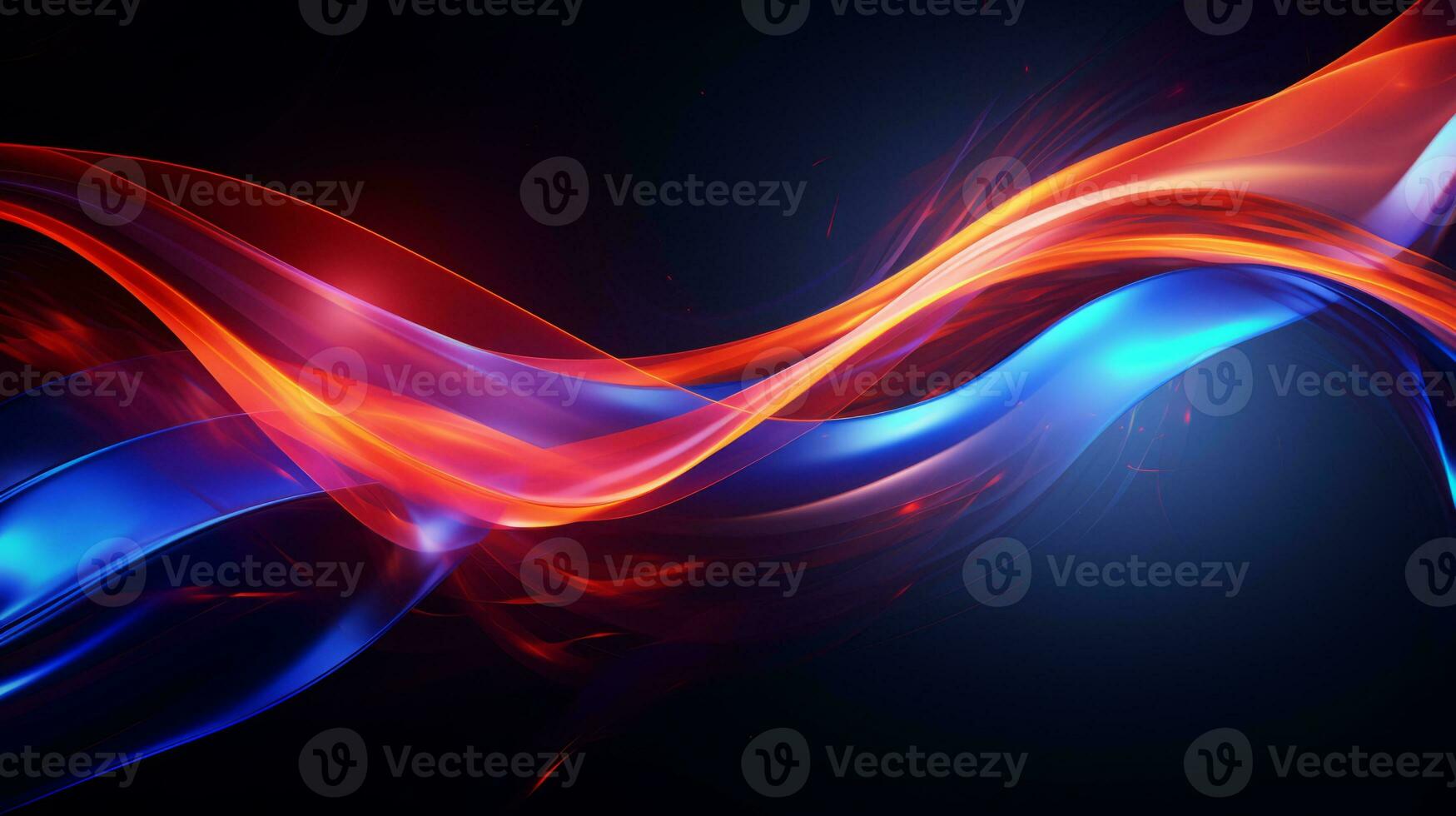A vibrant red and blue light wave on a dark backdrop. Generative AI photo