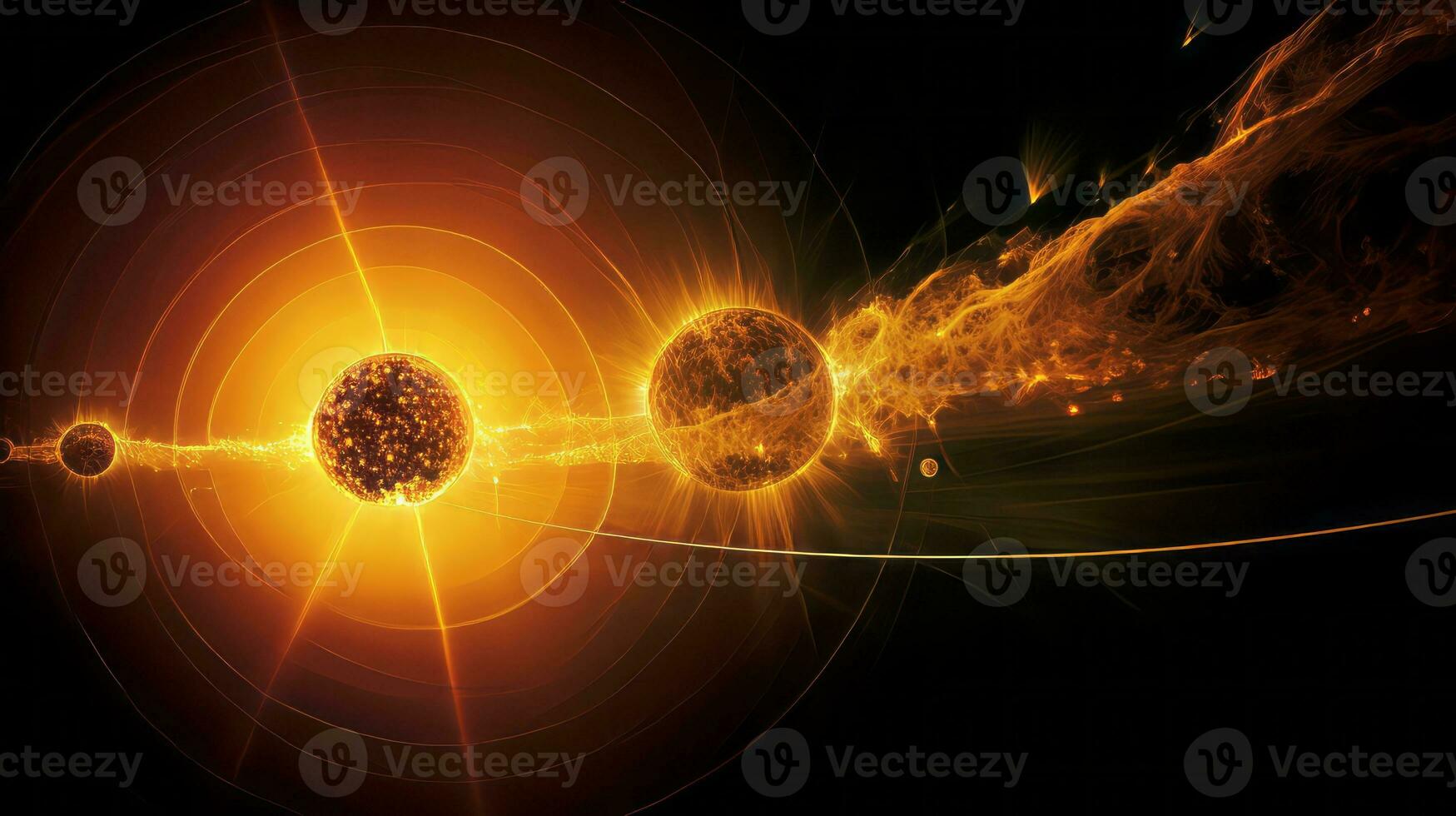 Solar system with four planets. Generative AI photo