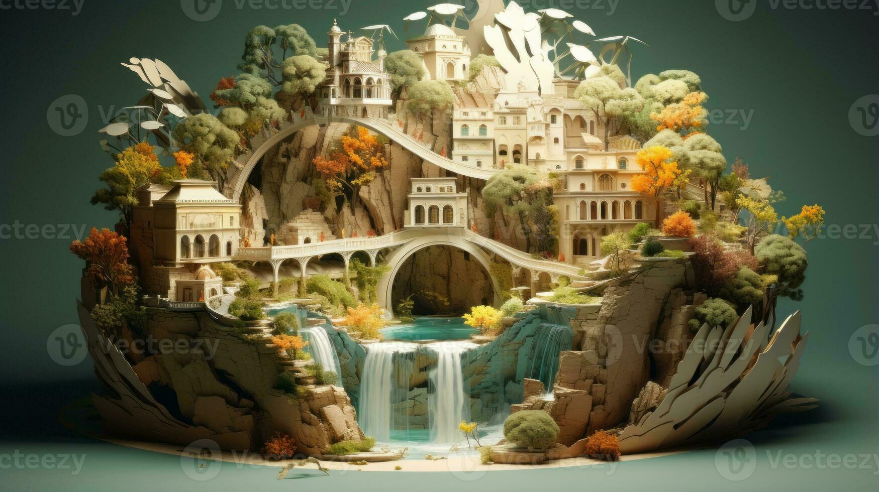 Exquisite 3D scene with intricate details. Generative AI photo