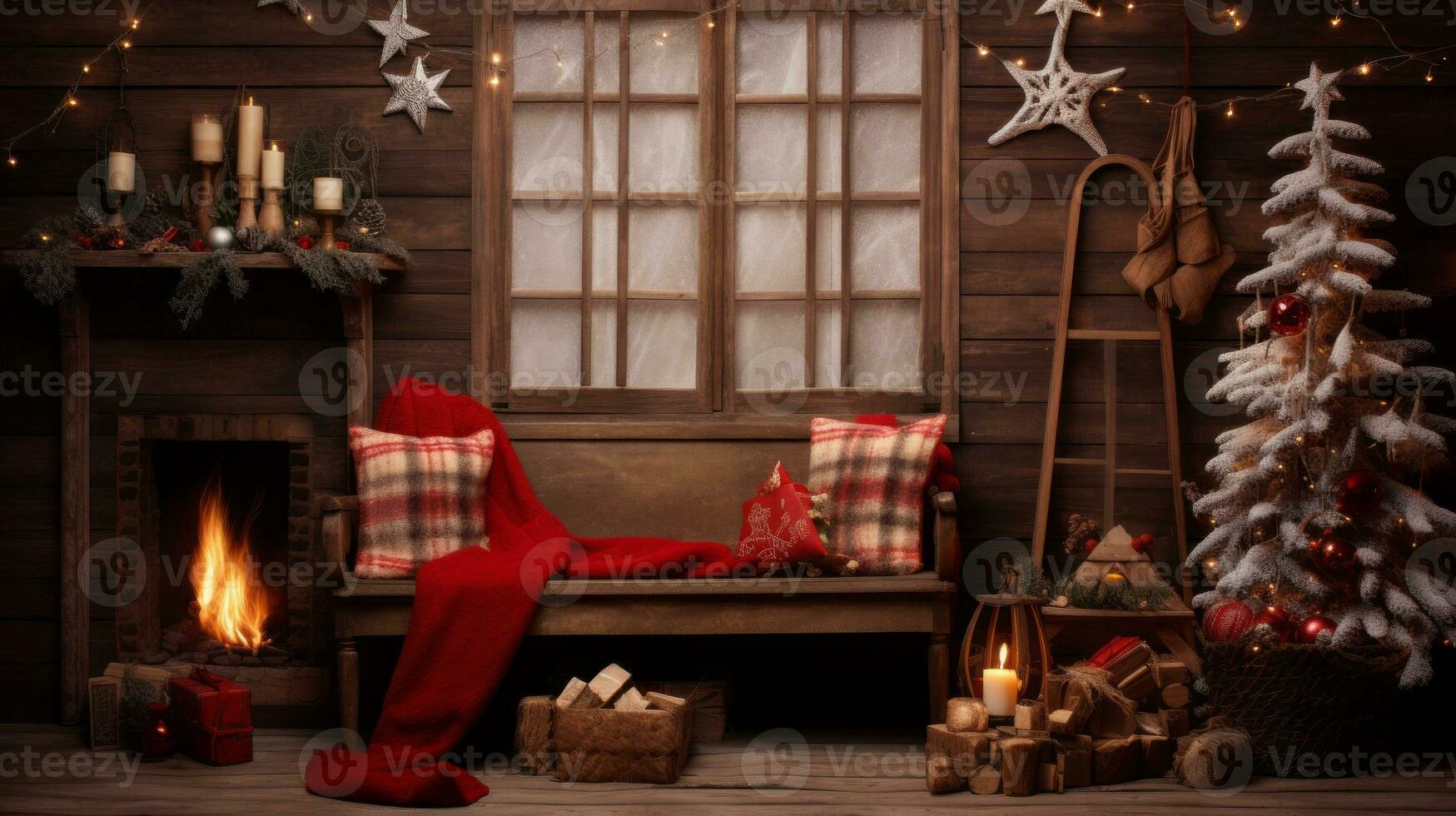 Cozy Christmas backdrop, adding warmth, digital projects. Generative AI photo