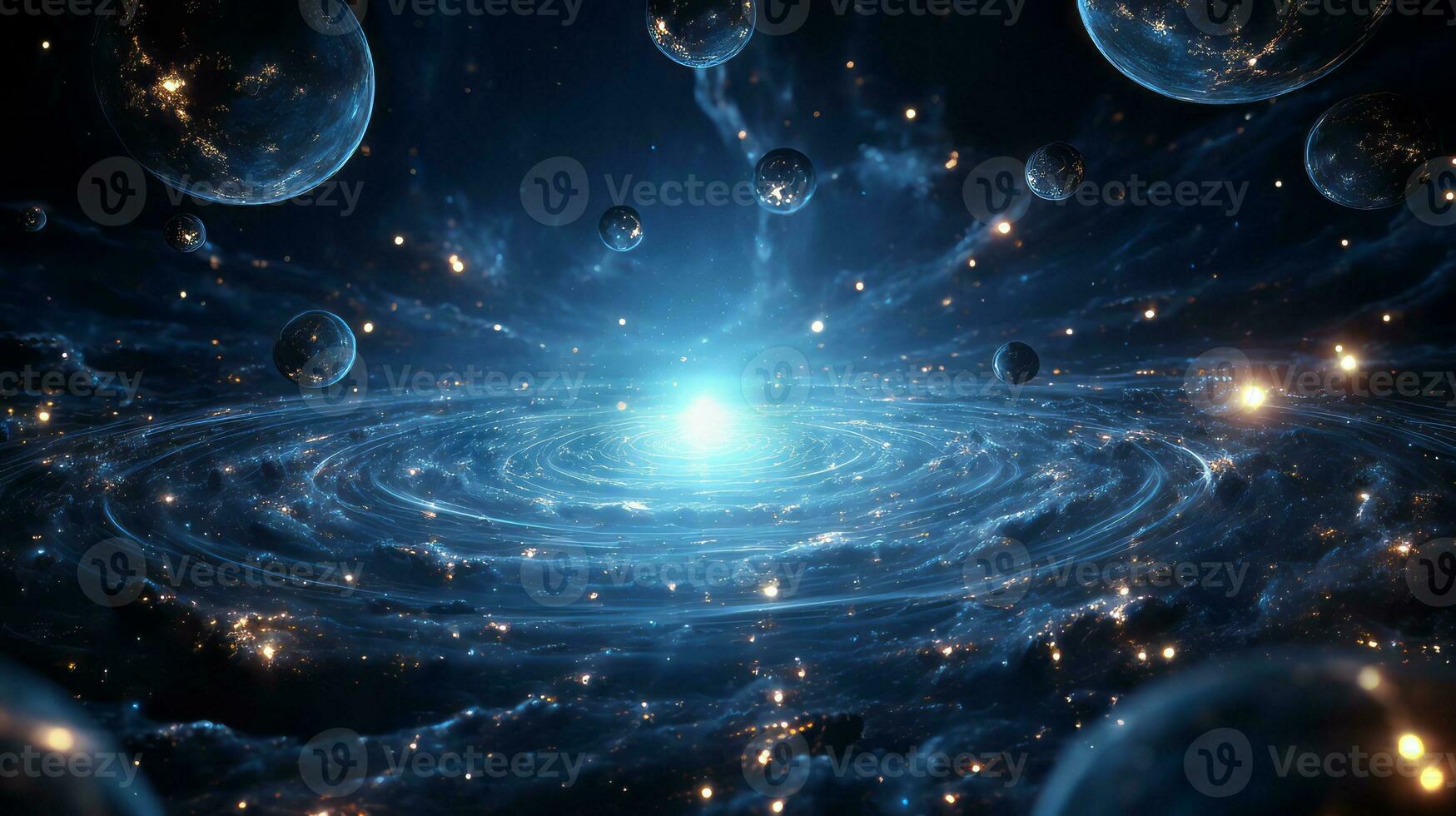 Image of a space scene with planets and stars. Generative AI photo