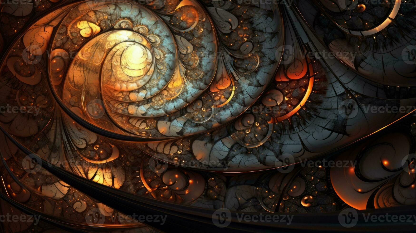 Abstract digital art with intricate fractal. Generative AI photo
