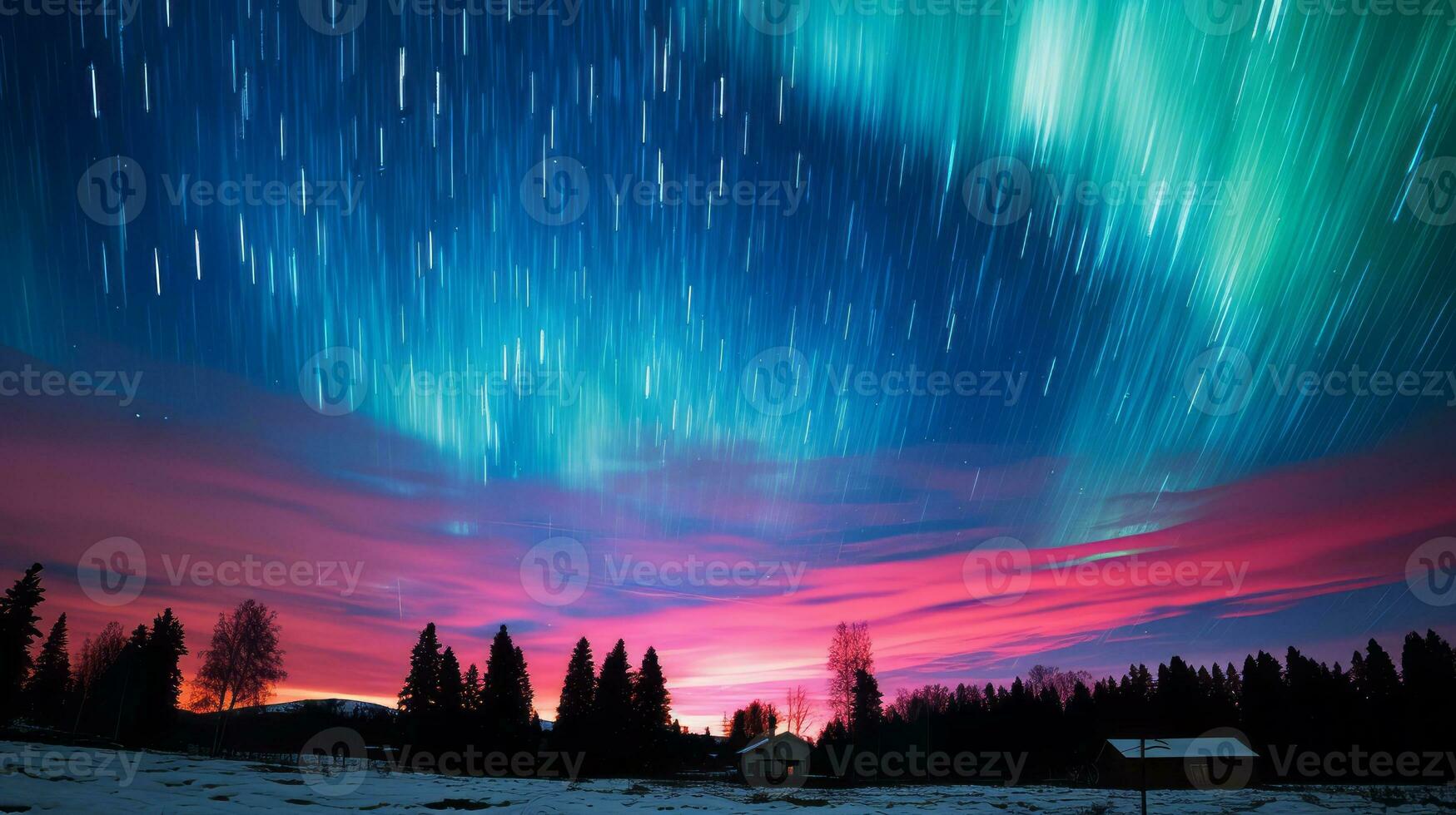 Time lapse aurora borealis dancing sky. Generative AI photo