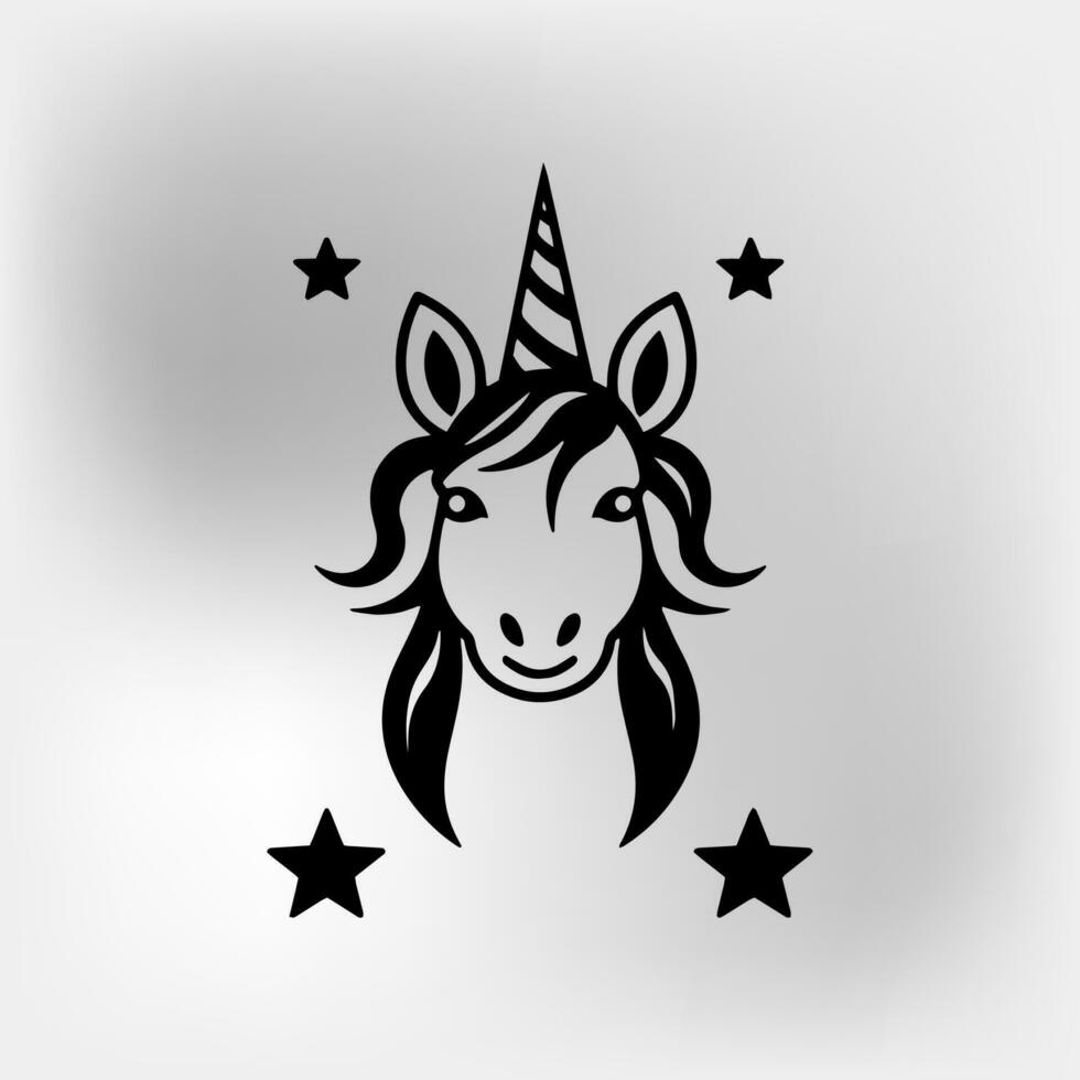 silueta de el unicornio cabeza con estrellas vector