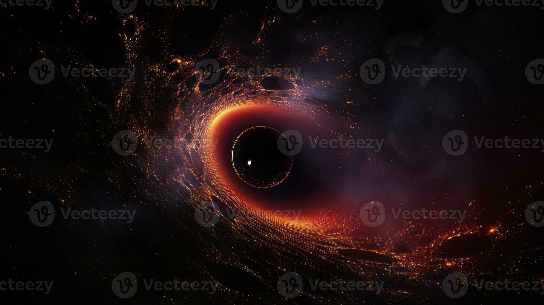 Surreal cosmic scene black hole pull. Generative AI photo