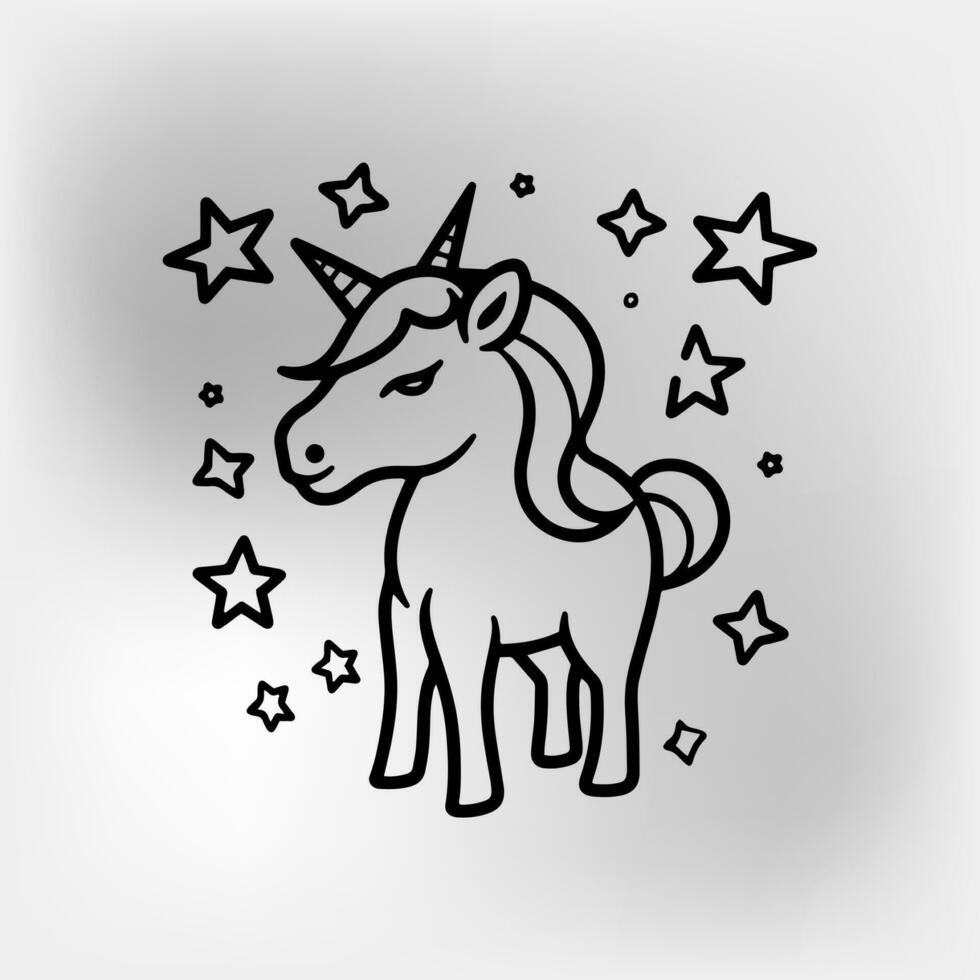 silueta de el unicornio cabeza con estrellas vector