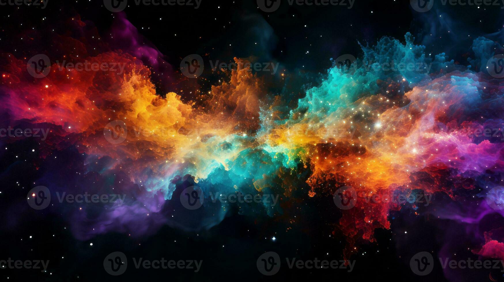 Colorful space filled with stars and clouds. Generative AI photo