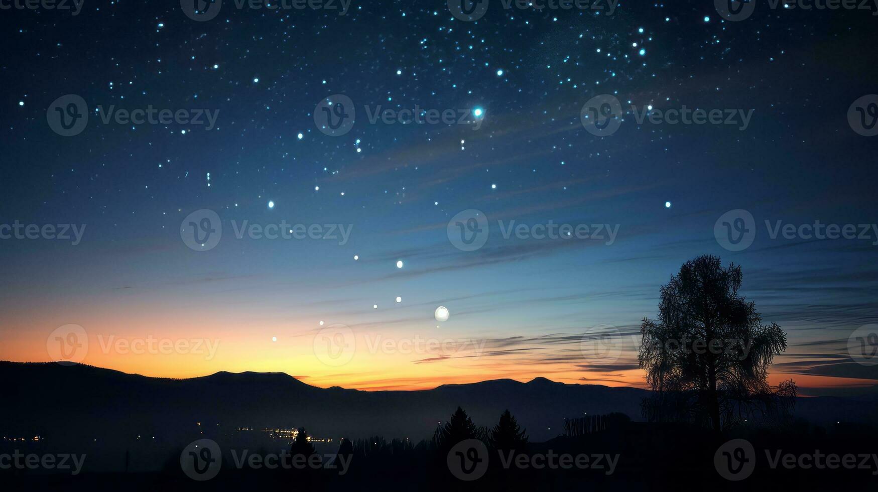 Celestial conjunction planets night sky. Generative AI photo