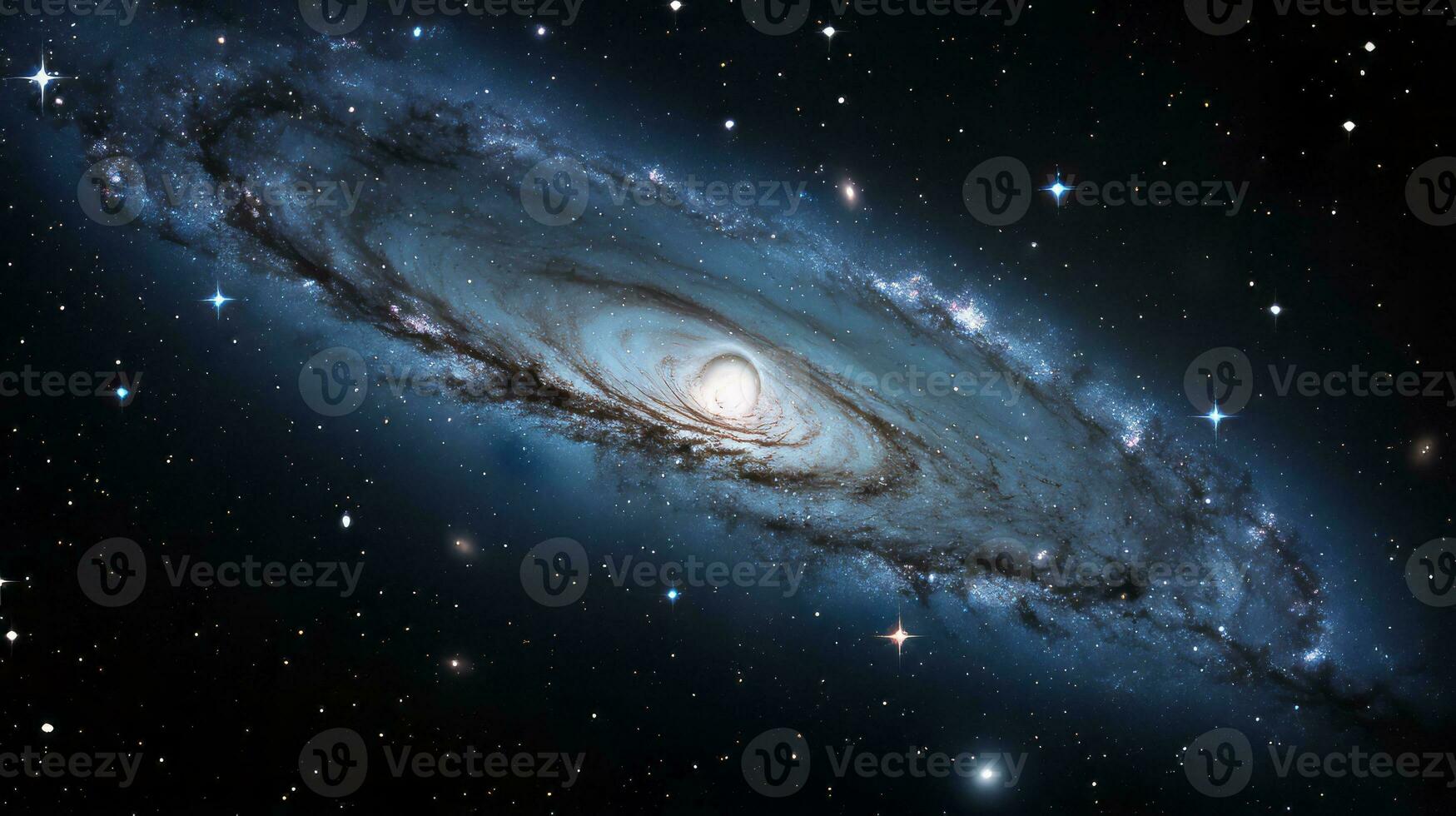 Spiral galaxy with stars in the background. Generative AI photo