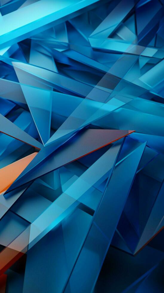 Triangles in harmony blue and white low poly shapes craft captivating background Vertical Mobile Wallpaper AI Generated photo