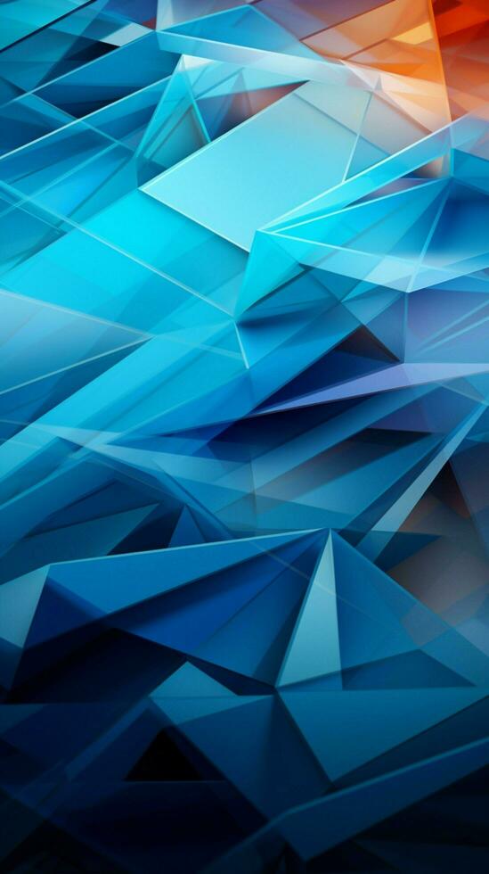 triangulos en armonía azul y blanco bajo escuela politécnica formas arte cautivador antecedentes vertical móvil fondo de pantalla ai generado foto