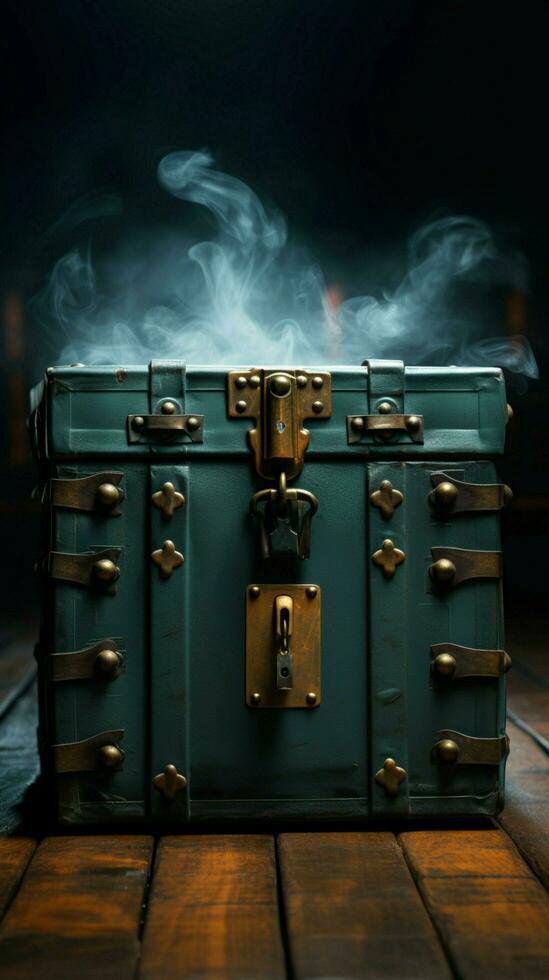 Concealed contents Close-up view enhances the mystique of an unknown box. Vertical Mobile Wallpaper AI Generated photo