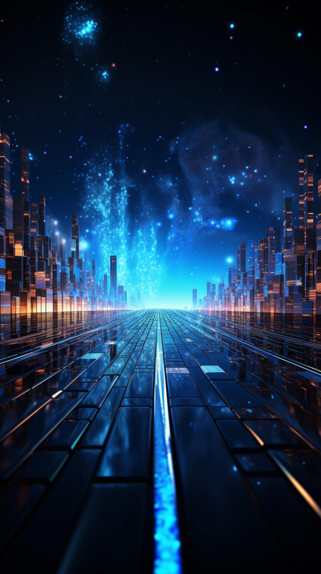 Cyber data journey 3D futuristic stream, cyberpunk essence, blockchain,  security interplay Vertical Mobile Wallpaper AI Generated 30464236 Stock  Photo at Vecteezy