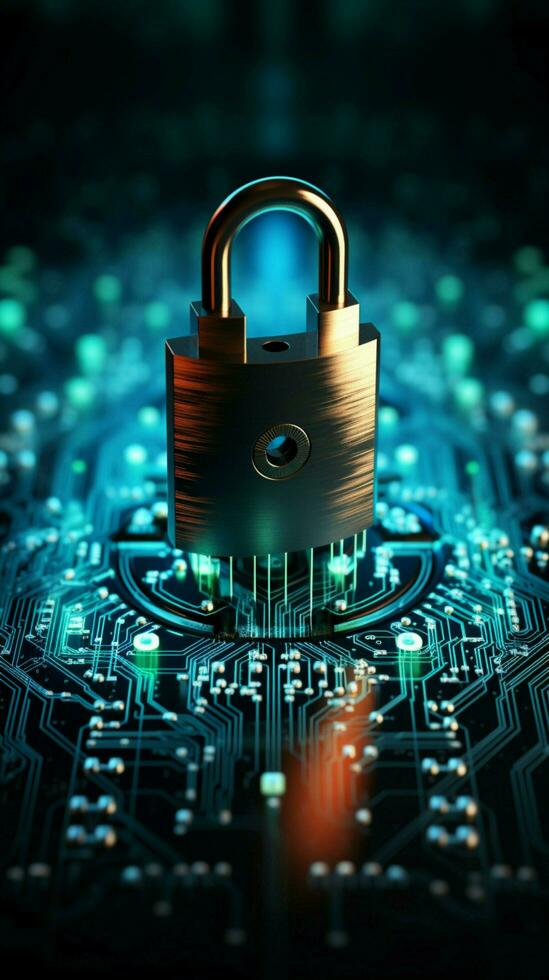 Cybersecurity ensures user privacy with encryption, emphasizing data protection and digital safety Vertical Mobile Wallpaper AI Generated photo