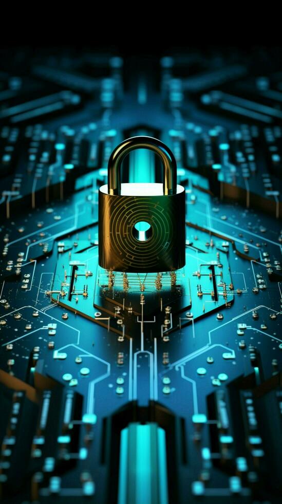 Cybersecurity ensures user privacy with encryption, emphasizing data protection and digital safety Vertical Mobile Wallpaper AI Generated photo