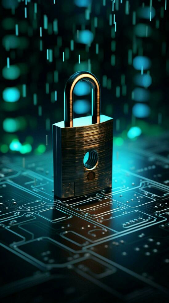 Cybersecurity prioritizes user privacy, utilizing encryption to fortify data protection and security Vertical Mobile Wallpaper AI Generated photo