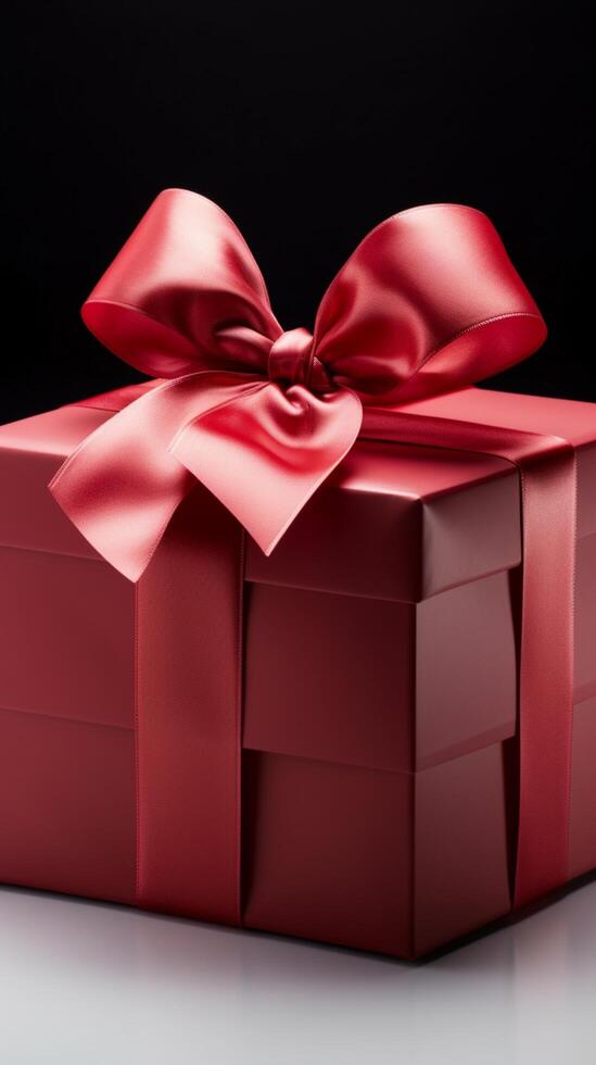 Captivating presentation Unveiled red gift box, prominent ribbon, on