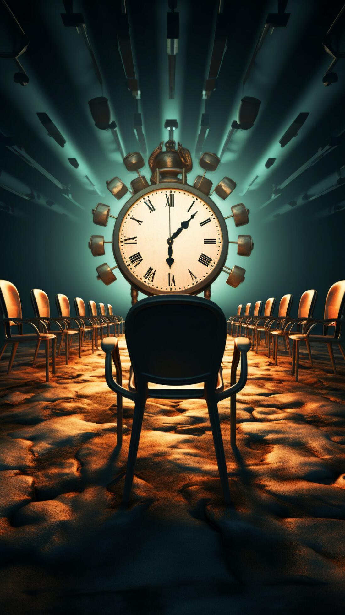 Chairs meet clock An illustrative rendering creates a unique and