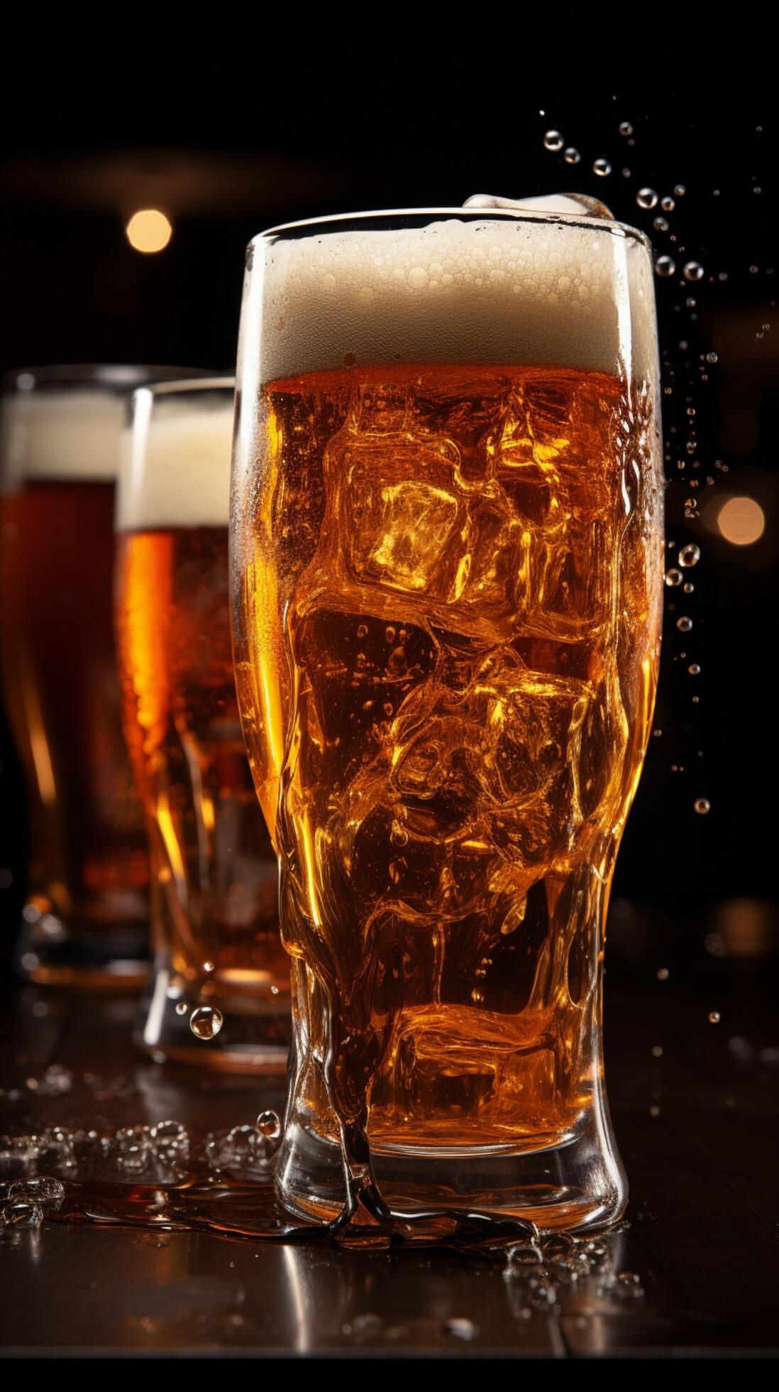 Tapped glass welcomes dark beer, effervescent foam heralding the