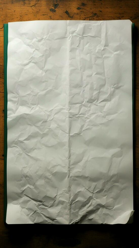 blanco papel Copiar, un cubrir documento esperando palabras a adornar sus superficie vertical móvil fondo de pantalla ai generado foto