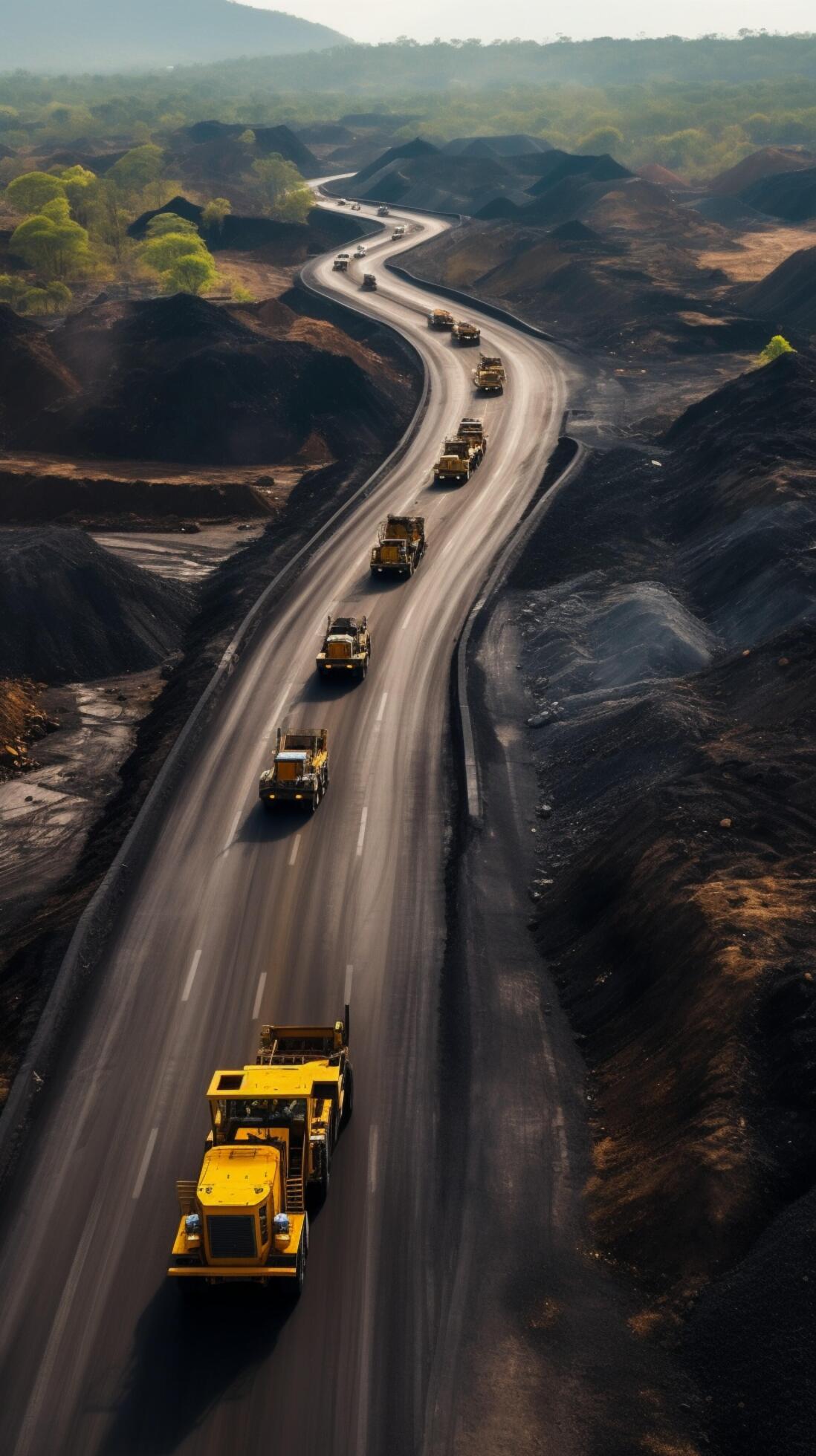 Aerial view Road construction shapes wide asphalt road using