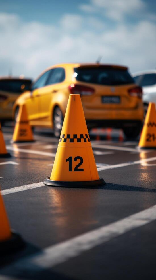 License test involves car maneuvering through traffic cones, testing