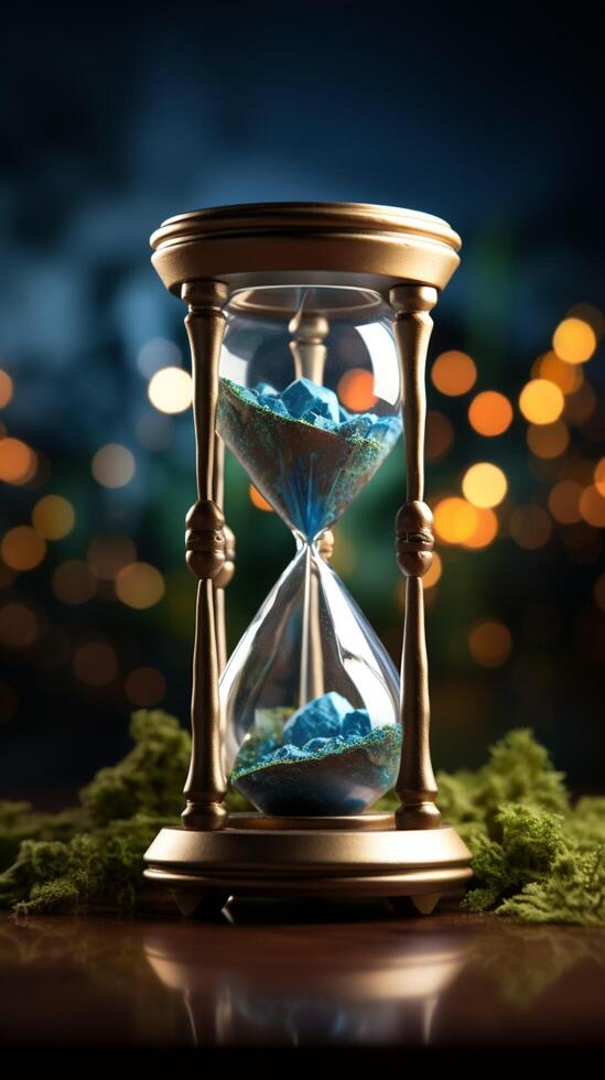 World's timer Hourglass with Earth signifies the pressing global