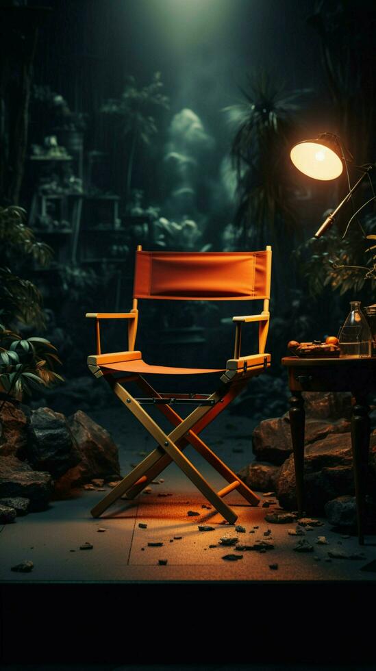 A studio's centerpiece the director's chair, where vision meets action. Vertical Mobile Wallpaper AI Generated photo
