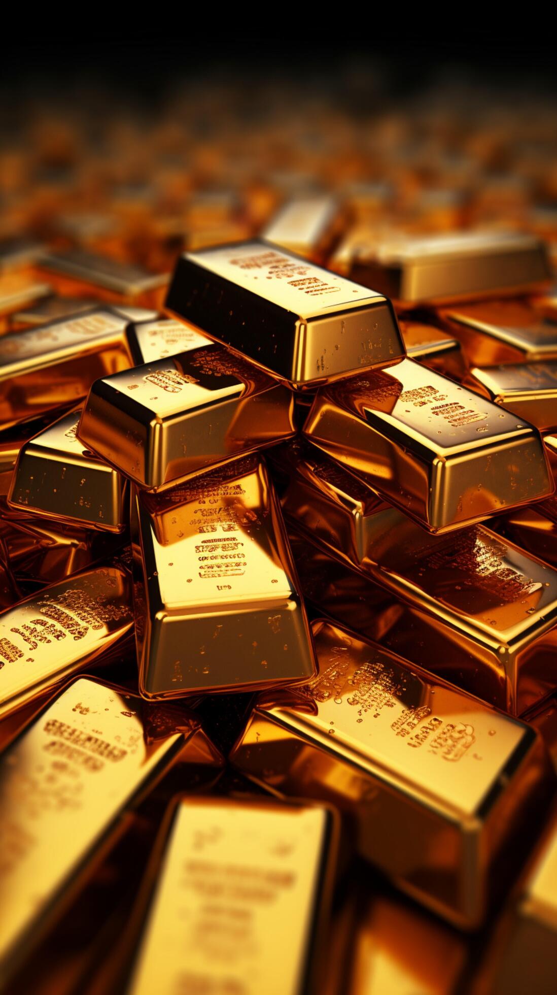 A backdrop of 3D gold bars represents international wealth and finance
