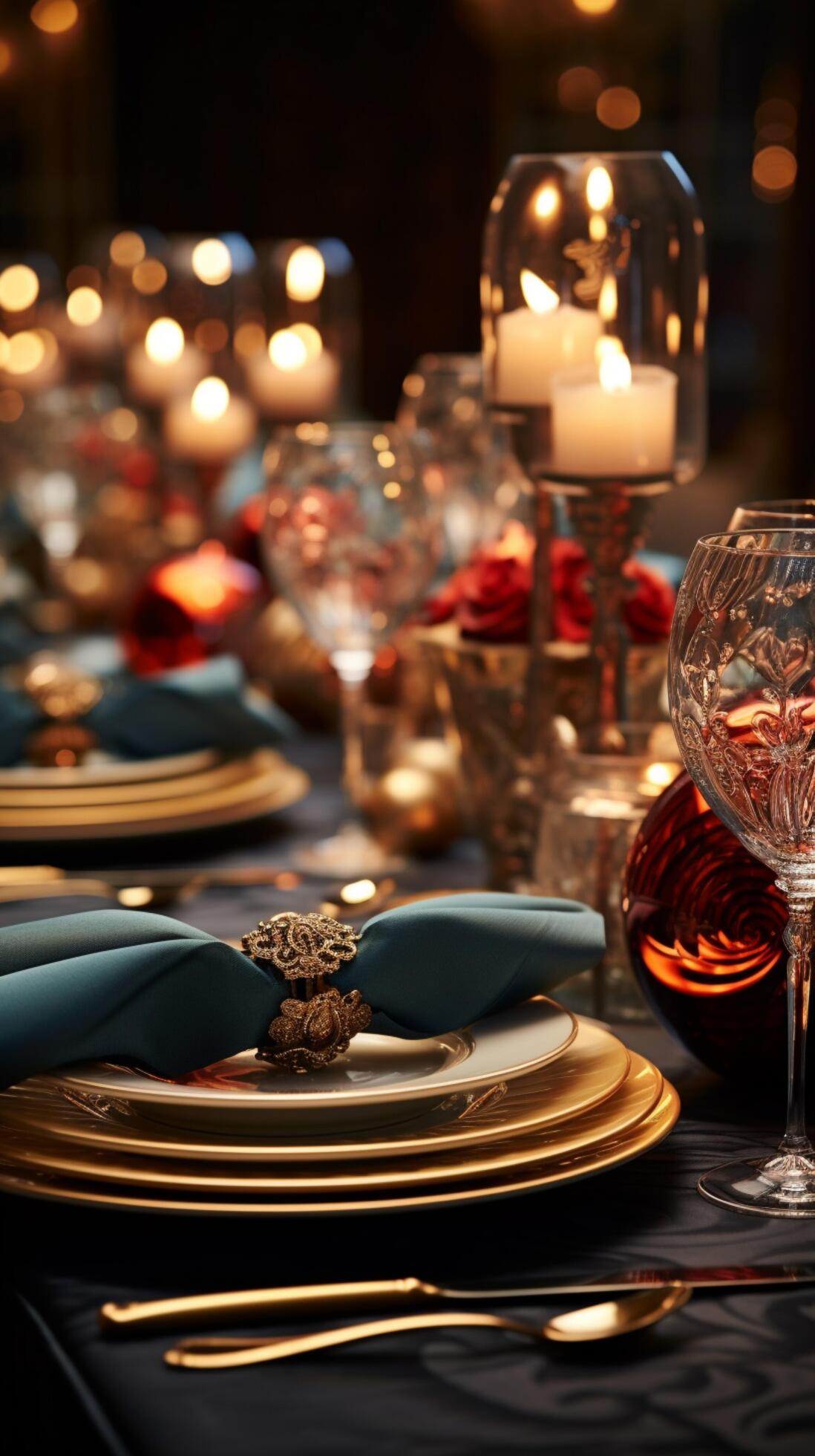 Sophisticated table setting, tailored for memorable parties, Christmas