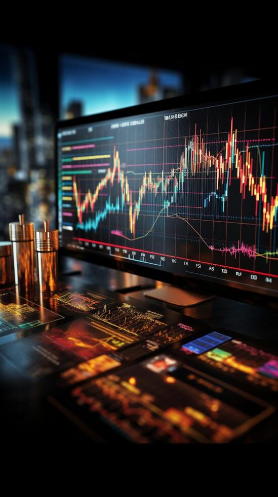 Stock market investment and trading portrayed through a graphical chart