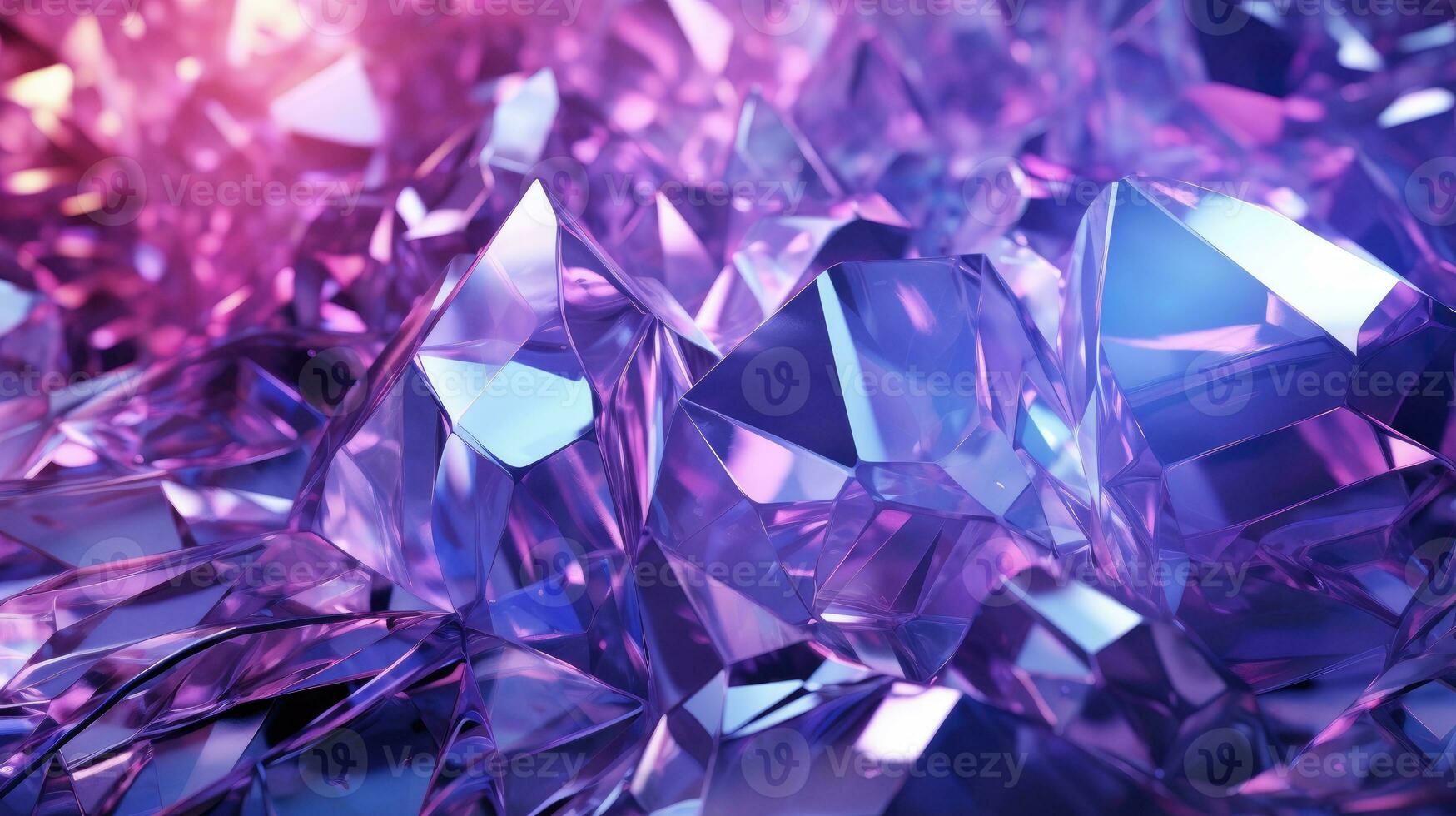 purple crystal gemstone pile background. AI Generated. photo
