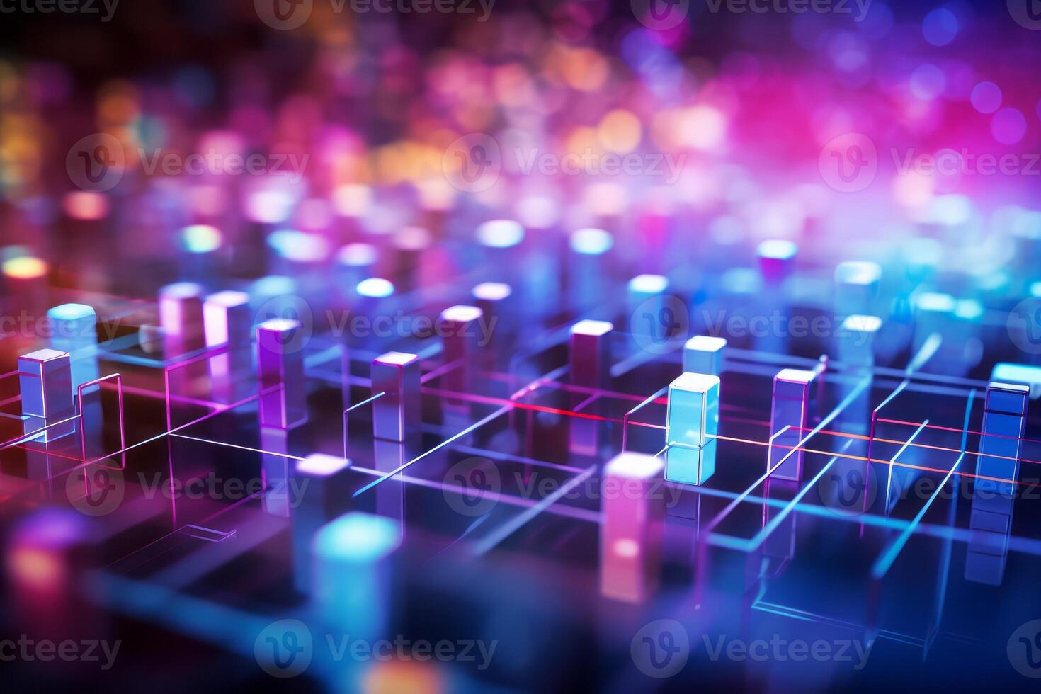 Abstract technology background. 3d rendering, toned image double exposure. . photo