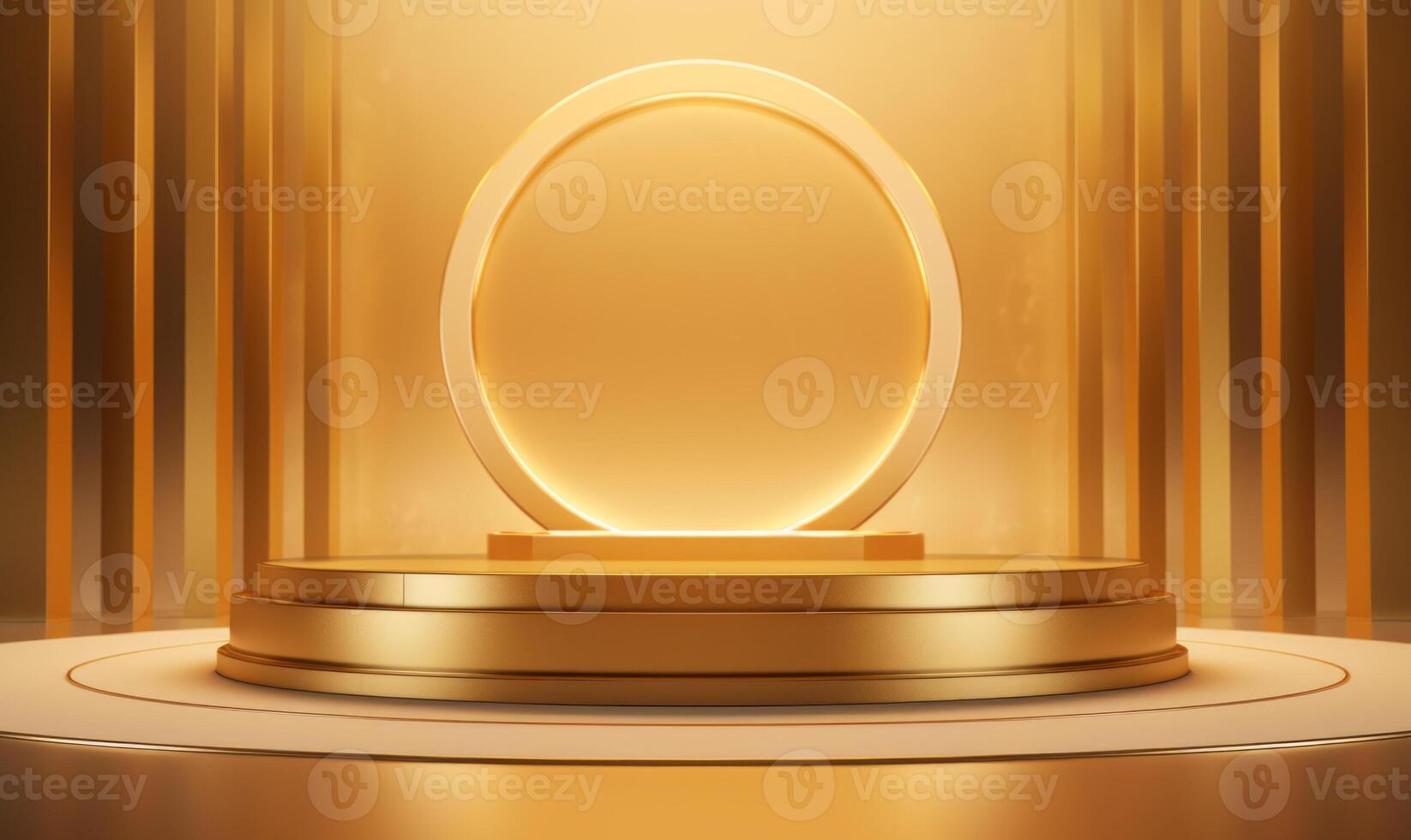 Golden podium on a golden background. 3d rendering, 3d illustration. . photo