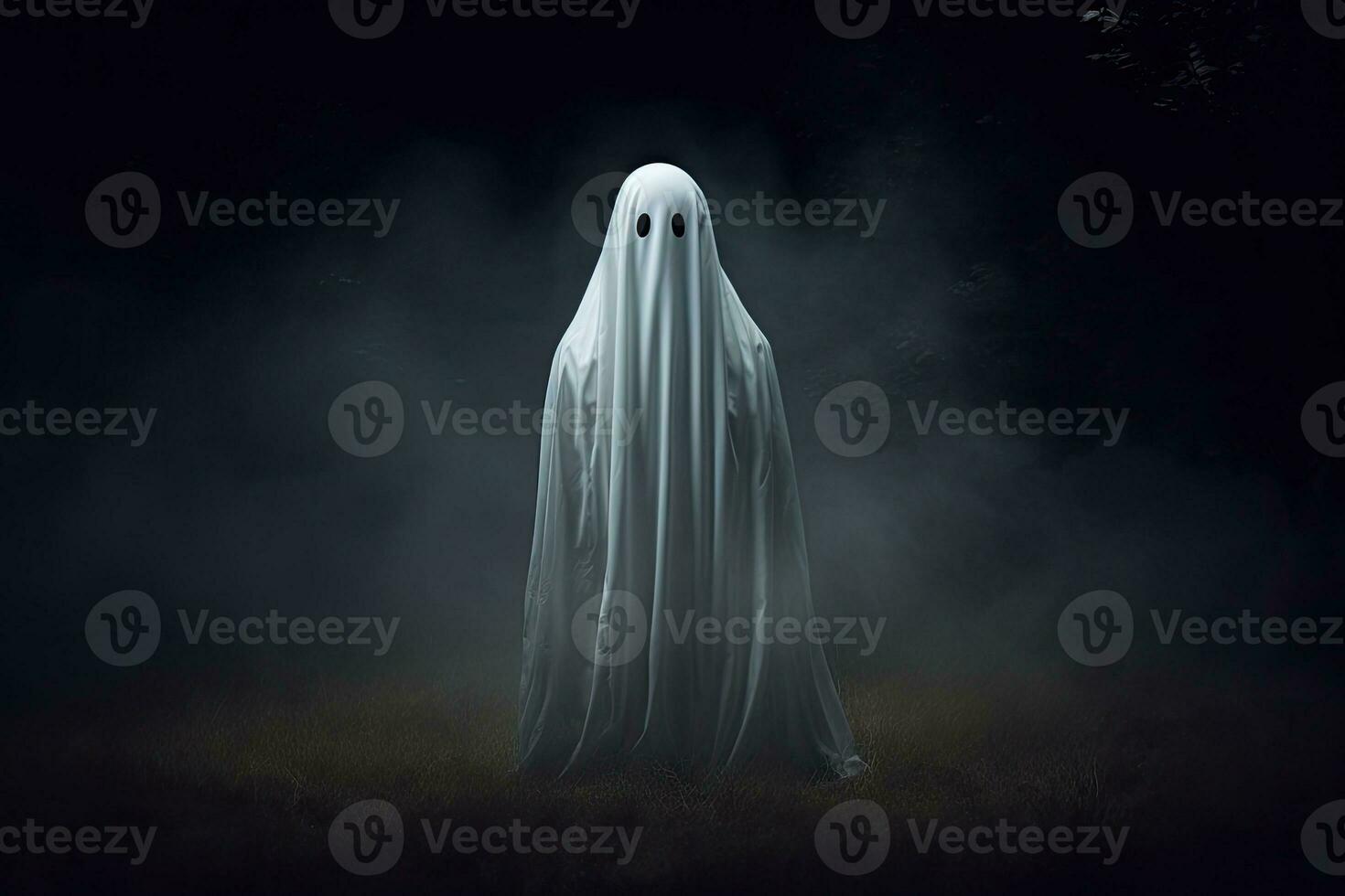 Ghost in the fog. Halloween concept. 3d render illustration. AI Generated. photo