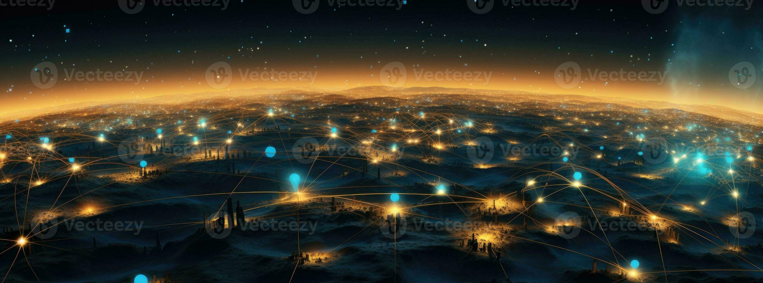Global network of connections over planet Earth. AI Generated. photo