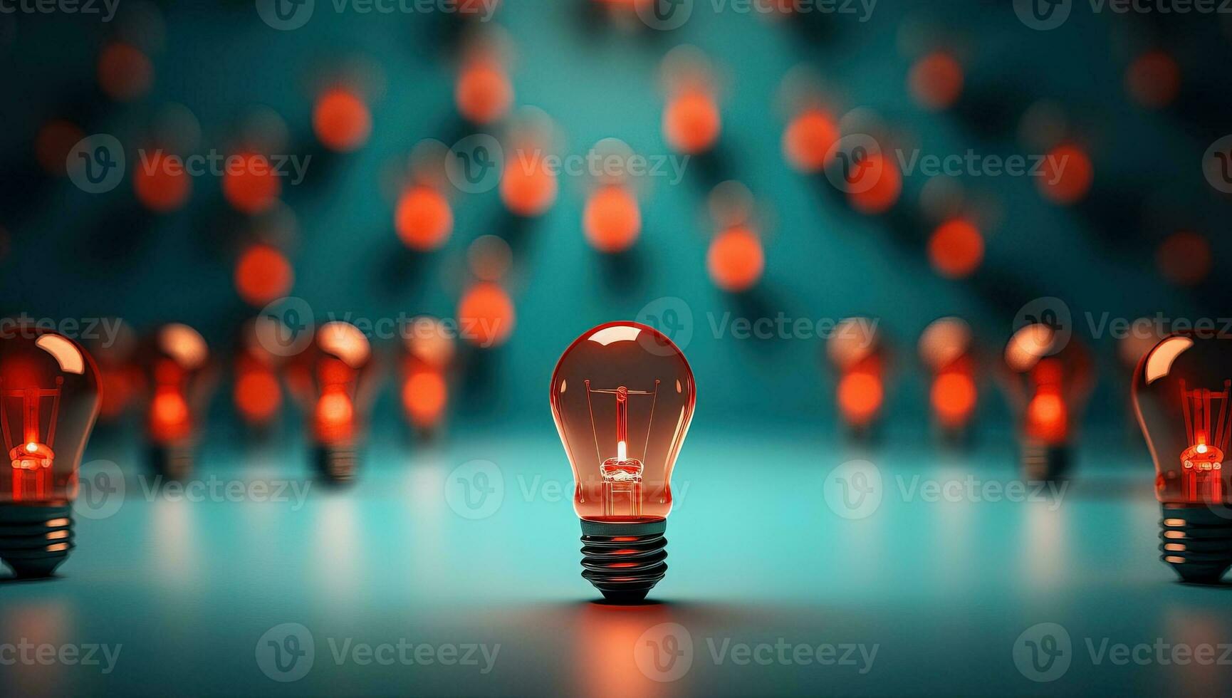 Idea concept with light bulb on blue background. AI Generated. photo