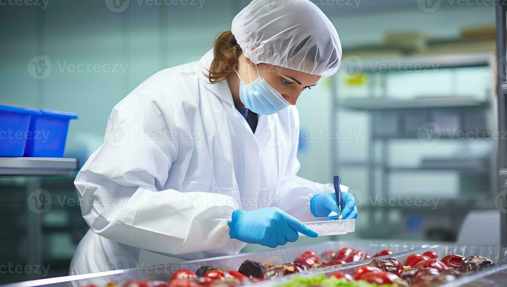 Portrait of a female confectioner at work in a confectionery. AI Generated. photo