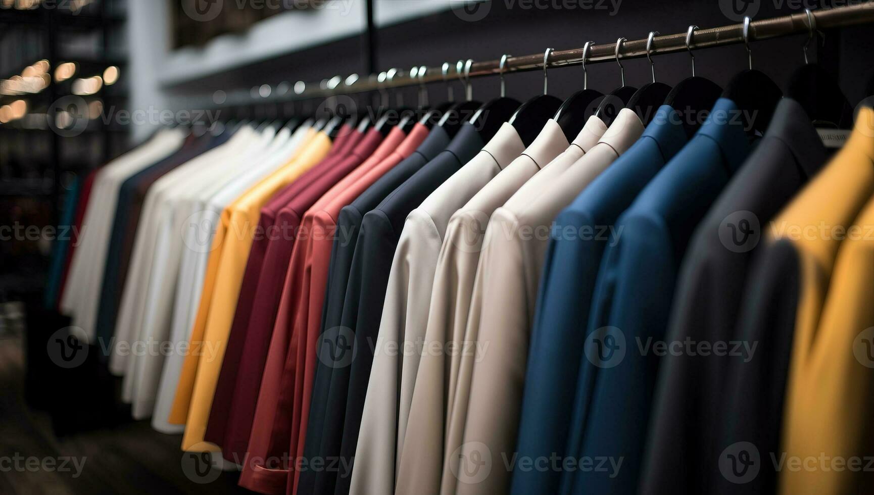 clothing on a hanger in a fashion store. AI Generated. photo